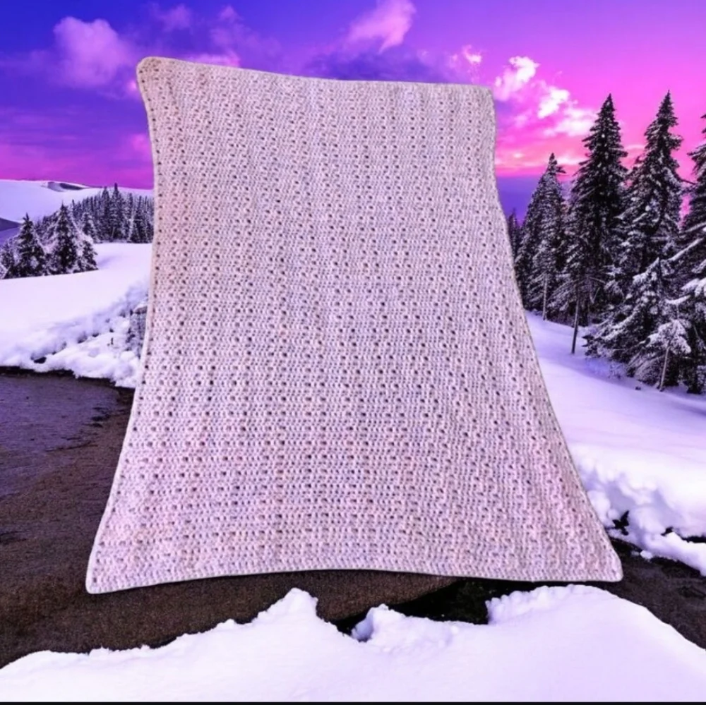 Lap Blanket pink purple 44” x 29” hand crocheted purple nice & warm cozy
